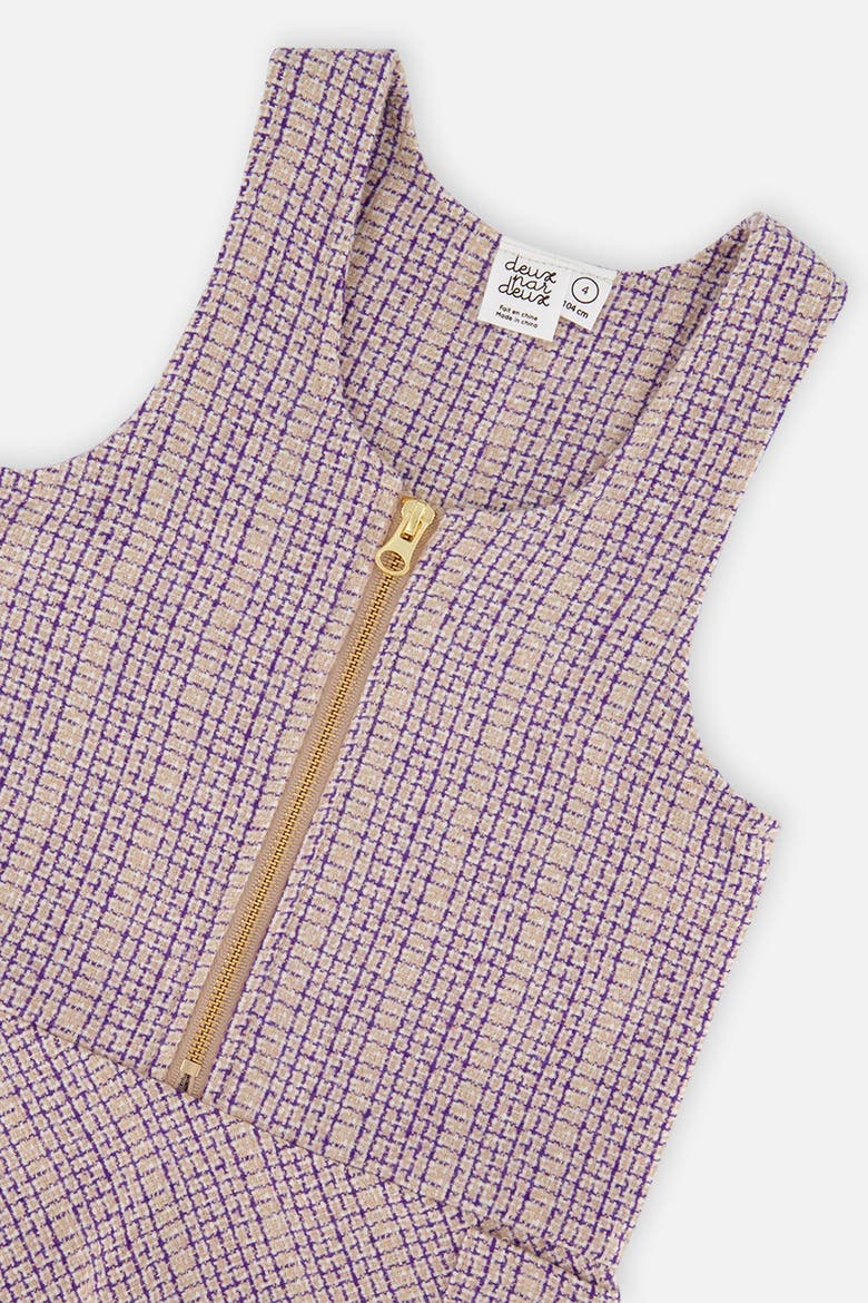 Checkered Panel Zip Front Side Pocket Jumper, Alternate, color, Purple Checkered