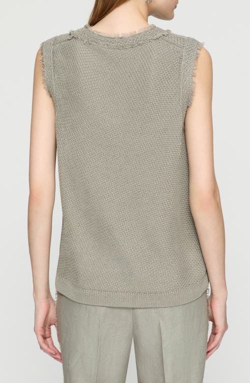 Shop Lafayette 148 New York Mercerized Cotton Texture Stitch Sleeveless Sweater In Pencil Grey