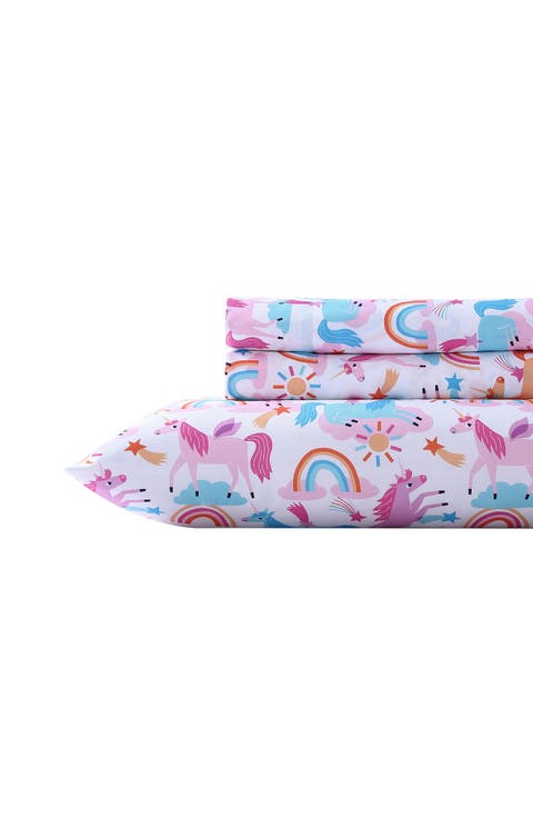 Unicorn Print Microfiber Sheet Set