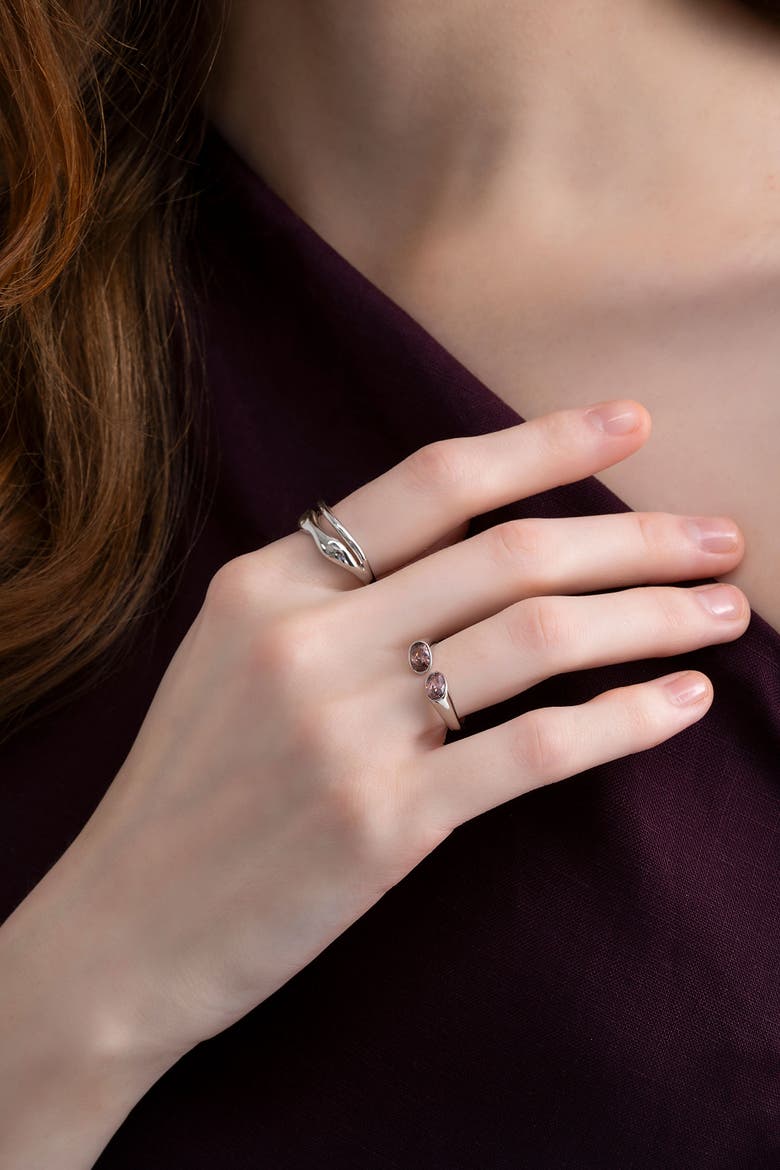 Open Duo Ring, Alternate, color, Silver