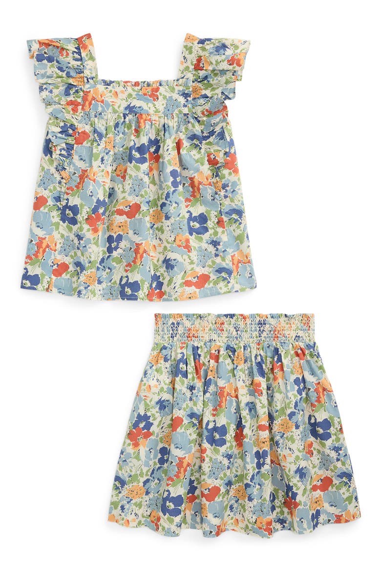 Kids' Floral Ruffle Shoulder Top & Skirt Set, Alternate, color, ATEL FLORAL