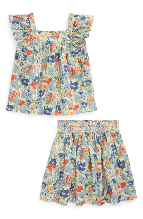 Polo Ralph Lauren Ralph Lauren Floral Smocked Cotton Top & Skirt Set