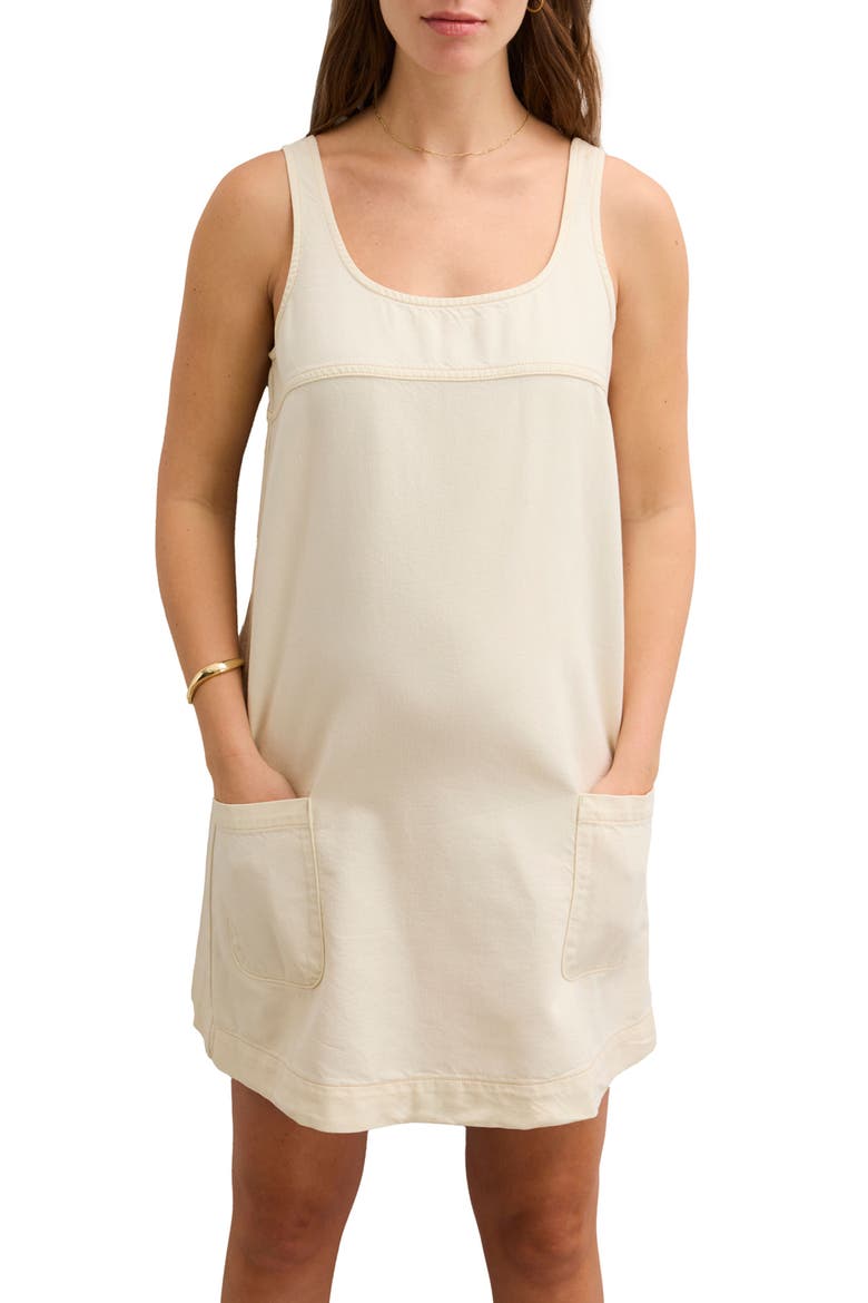 The Kiley Denim Mini Maternity Dress, Alternate, color, Chalk