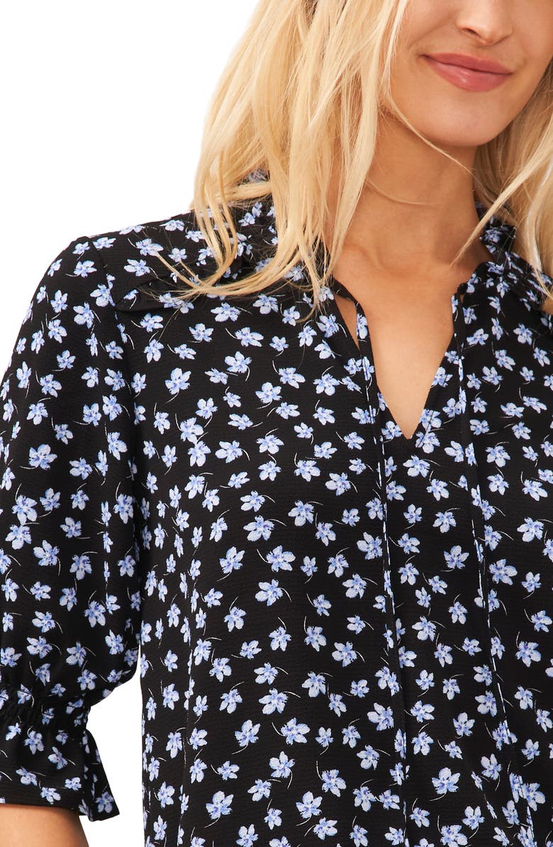 CeCe Floral Split Neck Blouse, Alternate, color, 