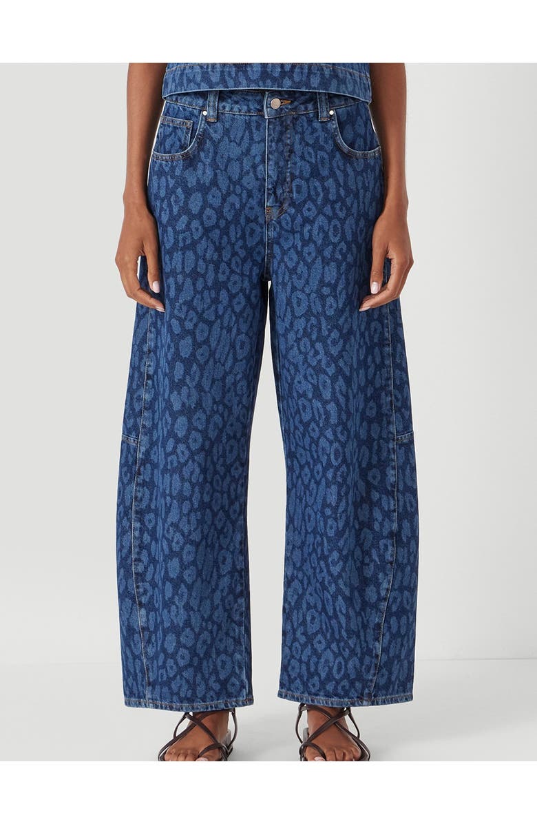 Hush Cropped Bree Horseshoe Barrel Leg Jeans, Main, color, Laser Leopard Print Mid Blue