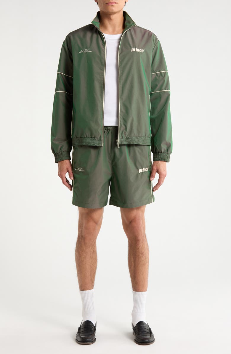 Les Deux x Prince Shiny Track Jacket, Alternate, color, Pineneedle Green