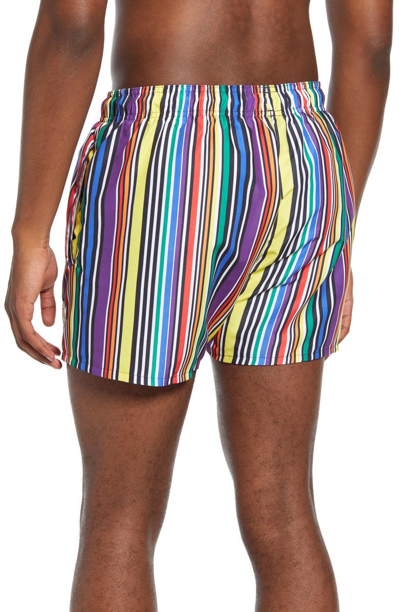Topman Pride Stripe Swim Trunks, Alternate, color, 