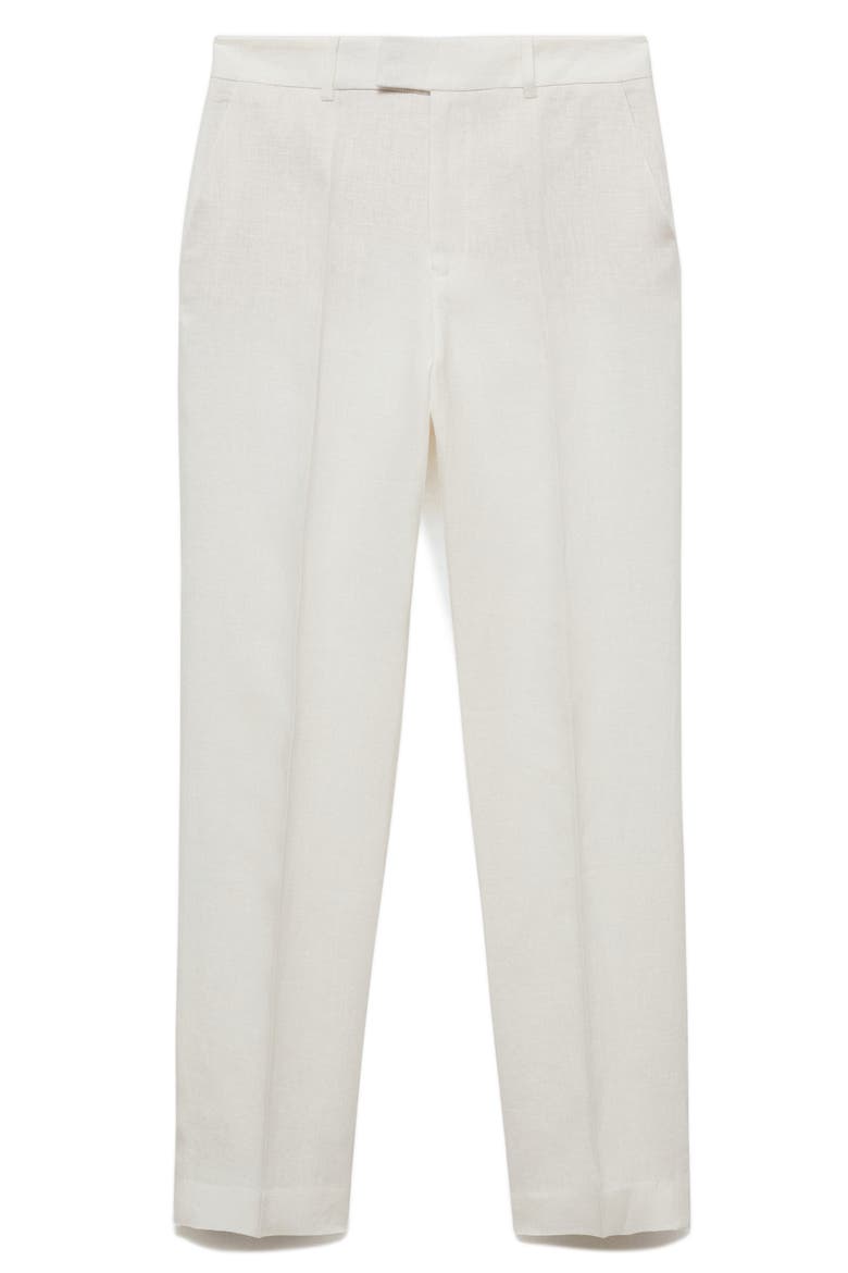 Straight Leg Linen Pants, Alternate, color, WHITE