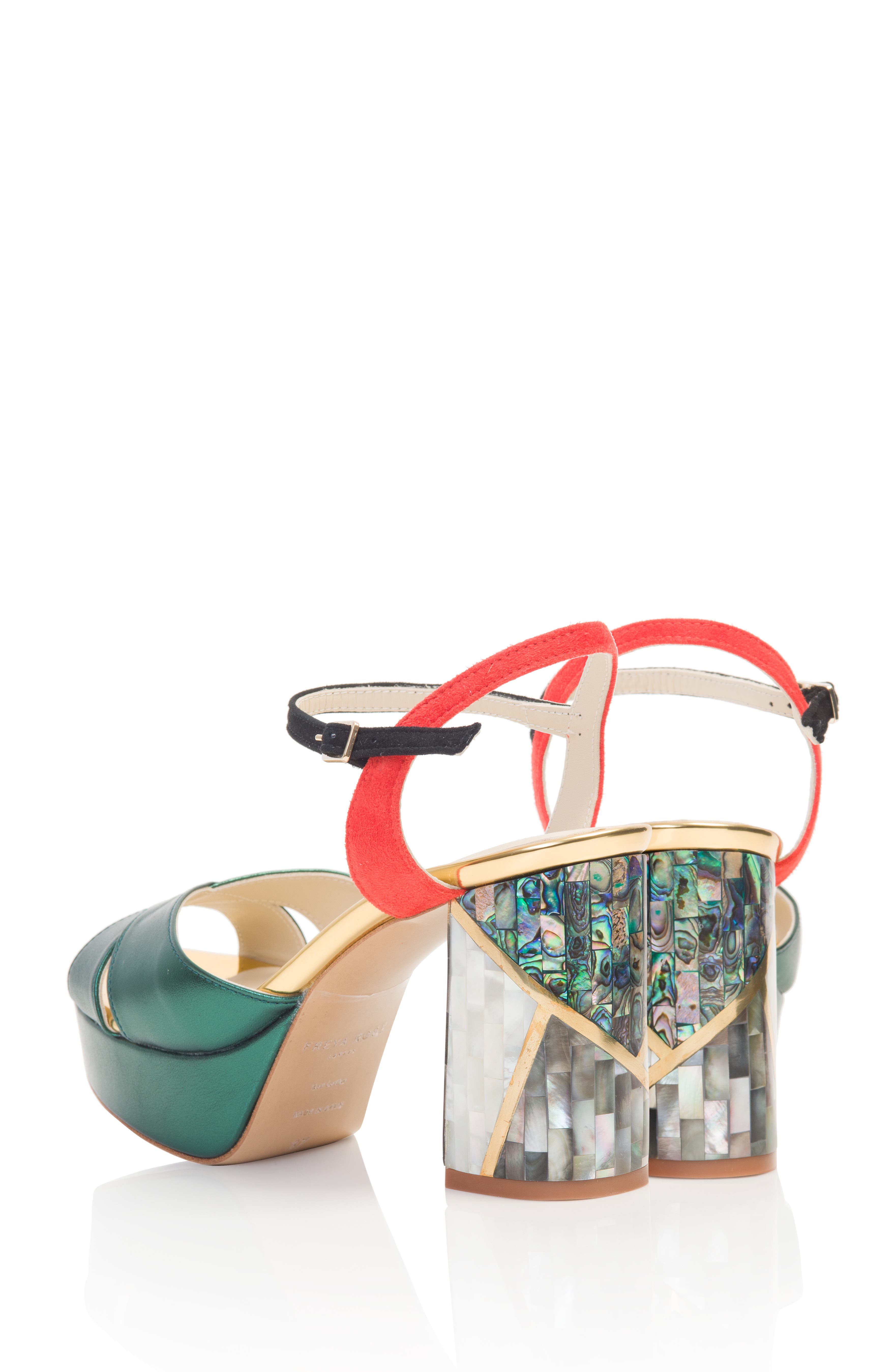 Freya Rose Kami Ankle Strap Pearl Heel Sandal, Alternate, color, Green