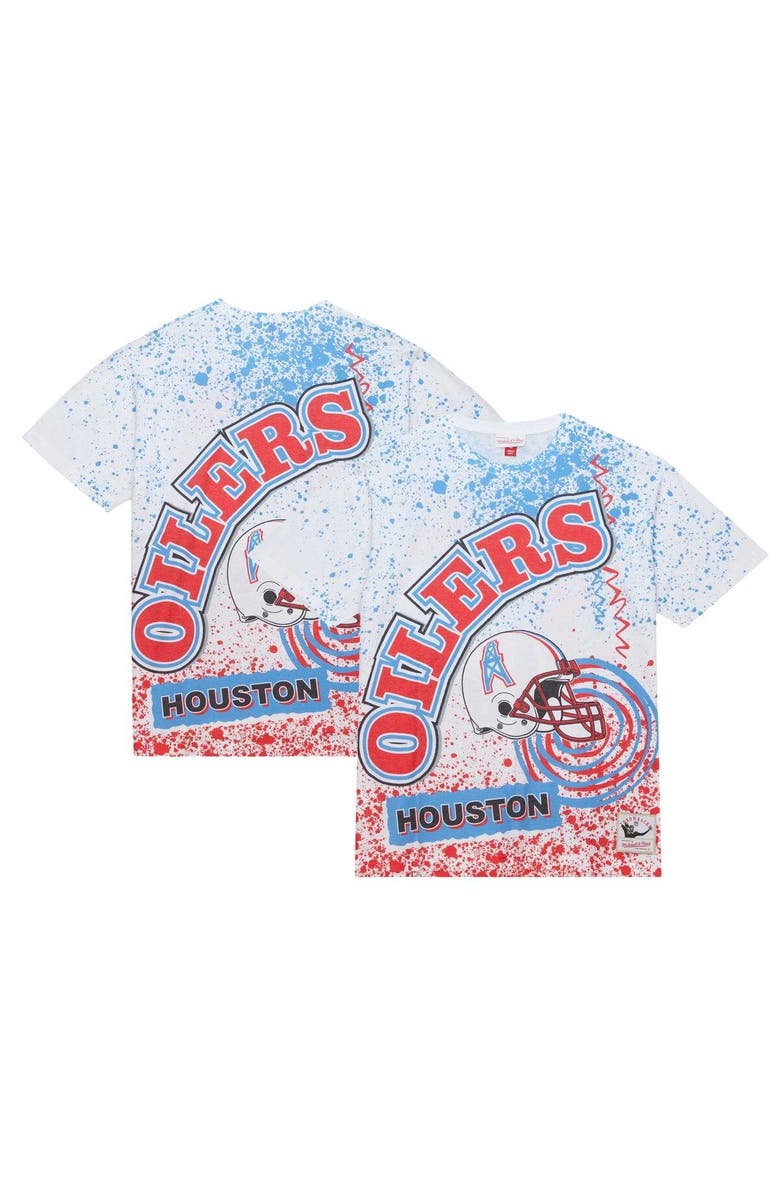 Mitchell & Ness Men's Mitchell & Ness White Houston Oilers Team Burst Sublimated T-Shirt, Alternate, color, White