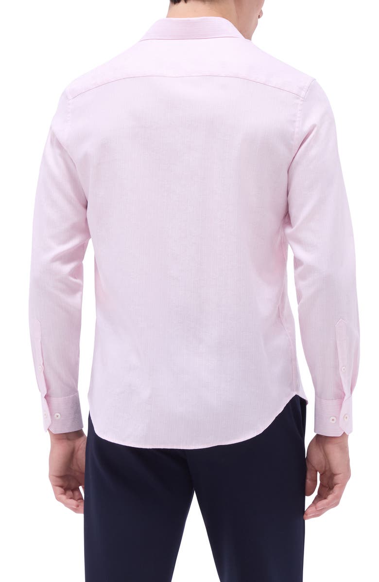 Bugatchi Axel Floral Jacquard Cotton Button-Up Shirt, Alternate, color, Dusty Pink