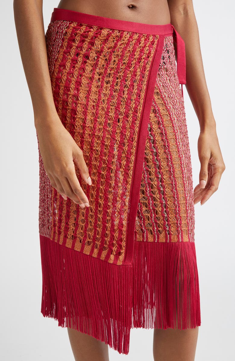 Missoni Open Knit Fringe Cover-Up Pareo, Alternate, color, Red Multi
