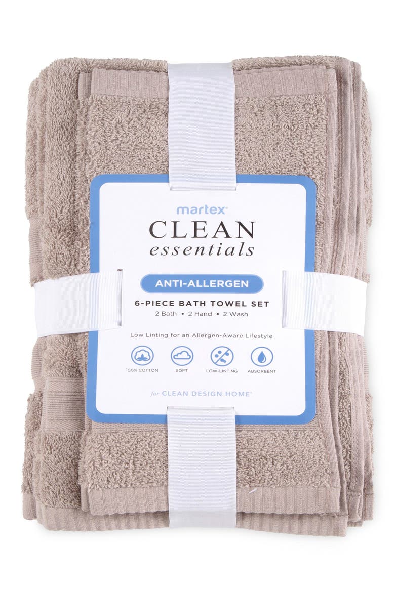Clean Essentials 6-Piece Towel Set, Alternate, color, SAND