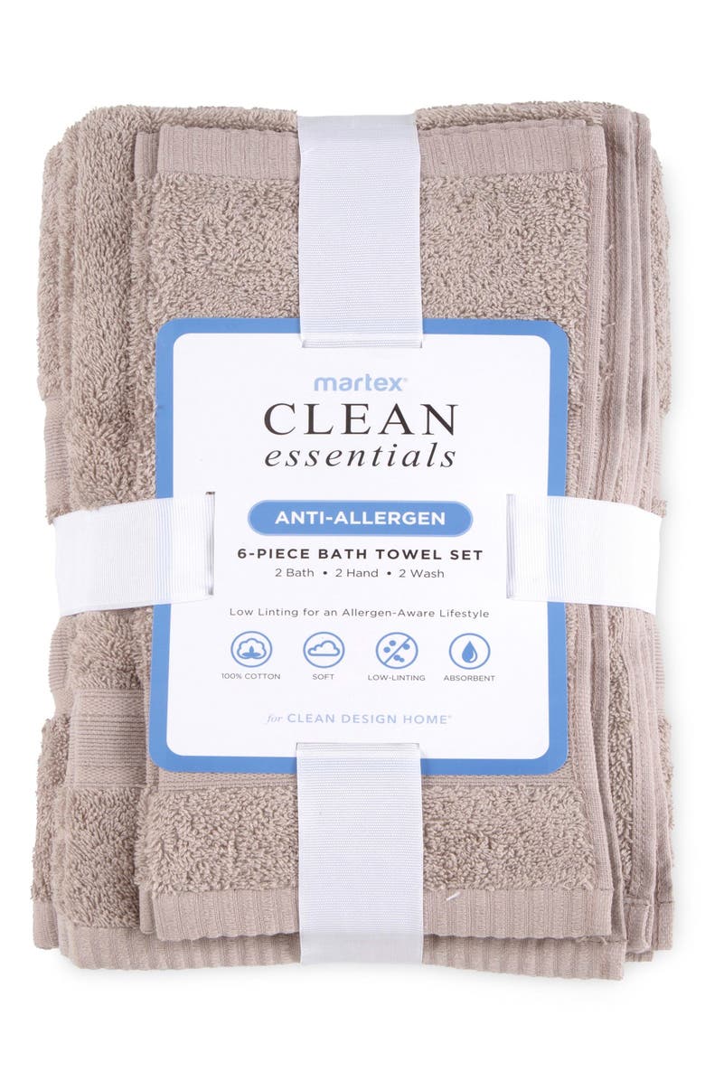 Martex Clean Essentials 6-Piece Towel Set, Alternate, color, Sand