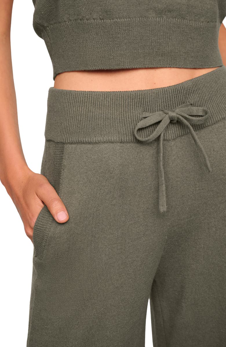 Eberjey Wide Leg Lounge Sweater Pants, Alternate, color, Smokey Olive