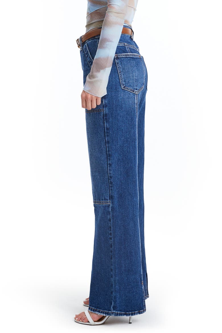 Seamed High Waist Wide Leg Jeans, Alternate, color, DEEP SEA