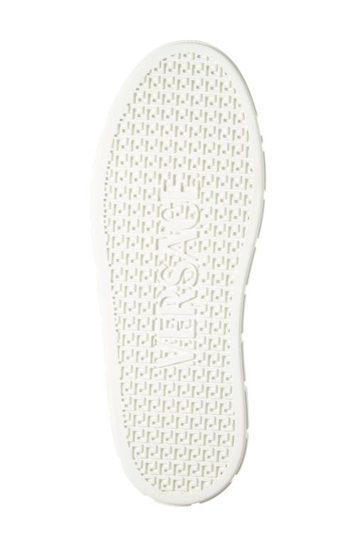 Versace Studded Greca Low-top Sneakers In White Black- Gold