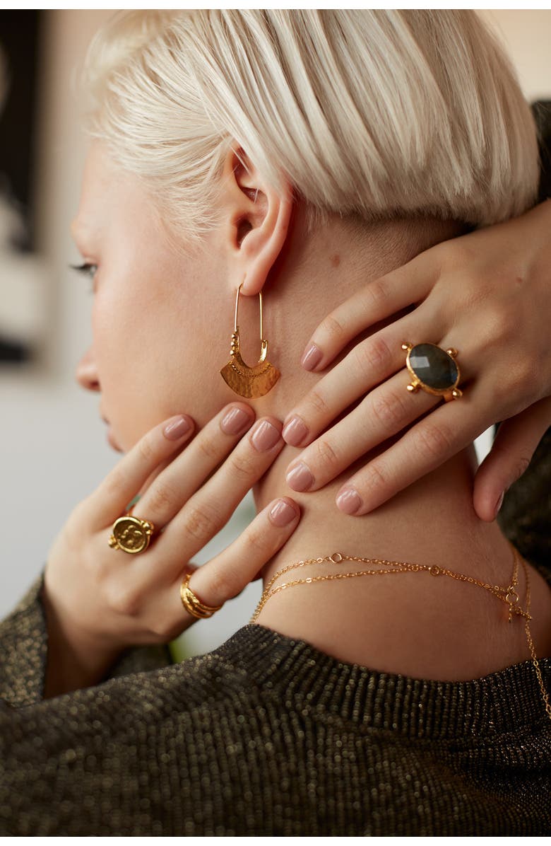 Ottoman Hands Selma Drop Earrings, Alternate, color, Brass