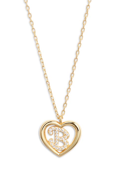 Heart Cubic Zirconia Initial Pendant Necklace