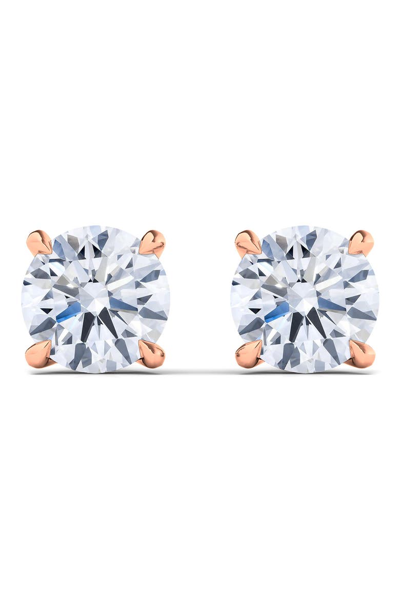 Round Brilliant Cut Lab Created Diamond Stud Earrings, Alternate, color, 3.00 CTW ROSE GOLD