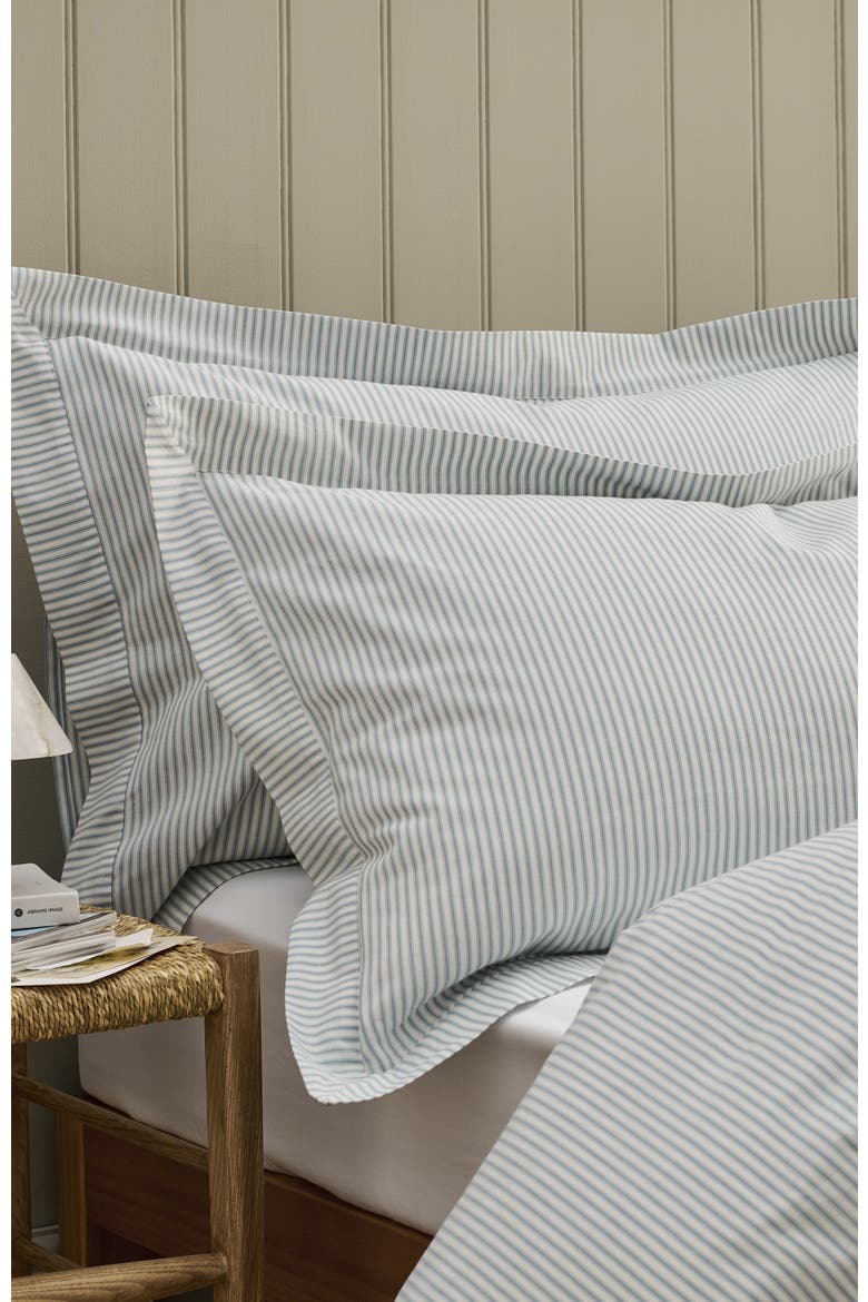 Ticking Stripe Soft Cotton Twill Duvet Cover Sets, Alternate, color, Blue