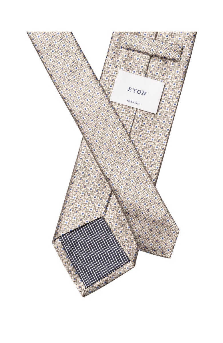Eton Geometric Silk Jacquard Tie, Alternate, color, Light Grey