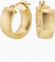 Oradina 14K Yellow Gold Linear Band Hoops