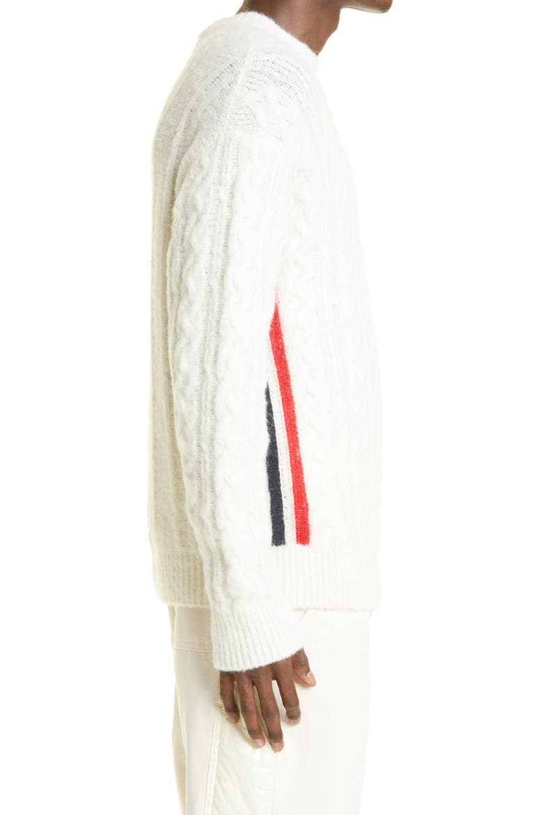Mohair, Wool & Alpaca Cable Knit Sweater, Alternate, color, IVORY