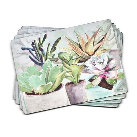 Succulents Set Of 4 Cork Back Placemats