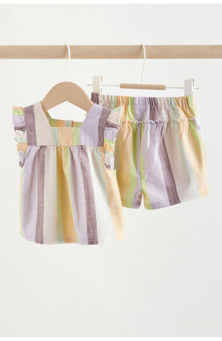 NEXT Stripe Frill Top & Shorts Set, Alternate, color, Multi