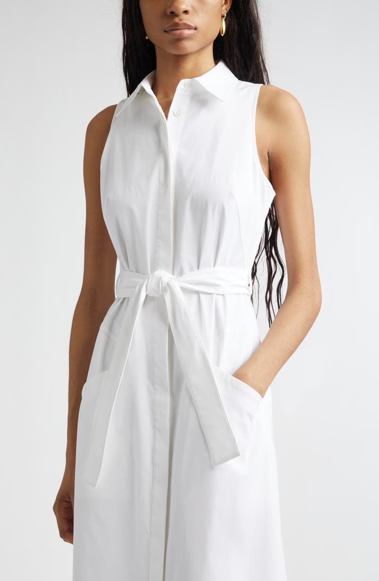 Ramy Brook Darcey Tie Waist Midi Shirtdress, Alternate, color, White