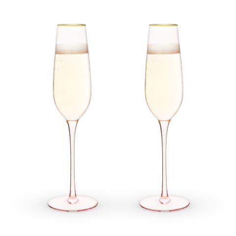 Rose Crystal Champagne Flutes Set of 2