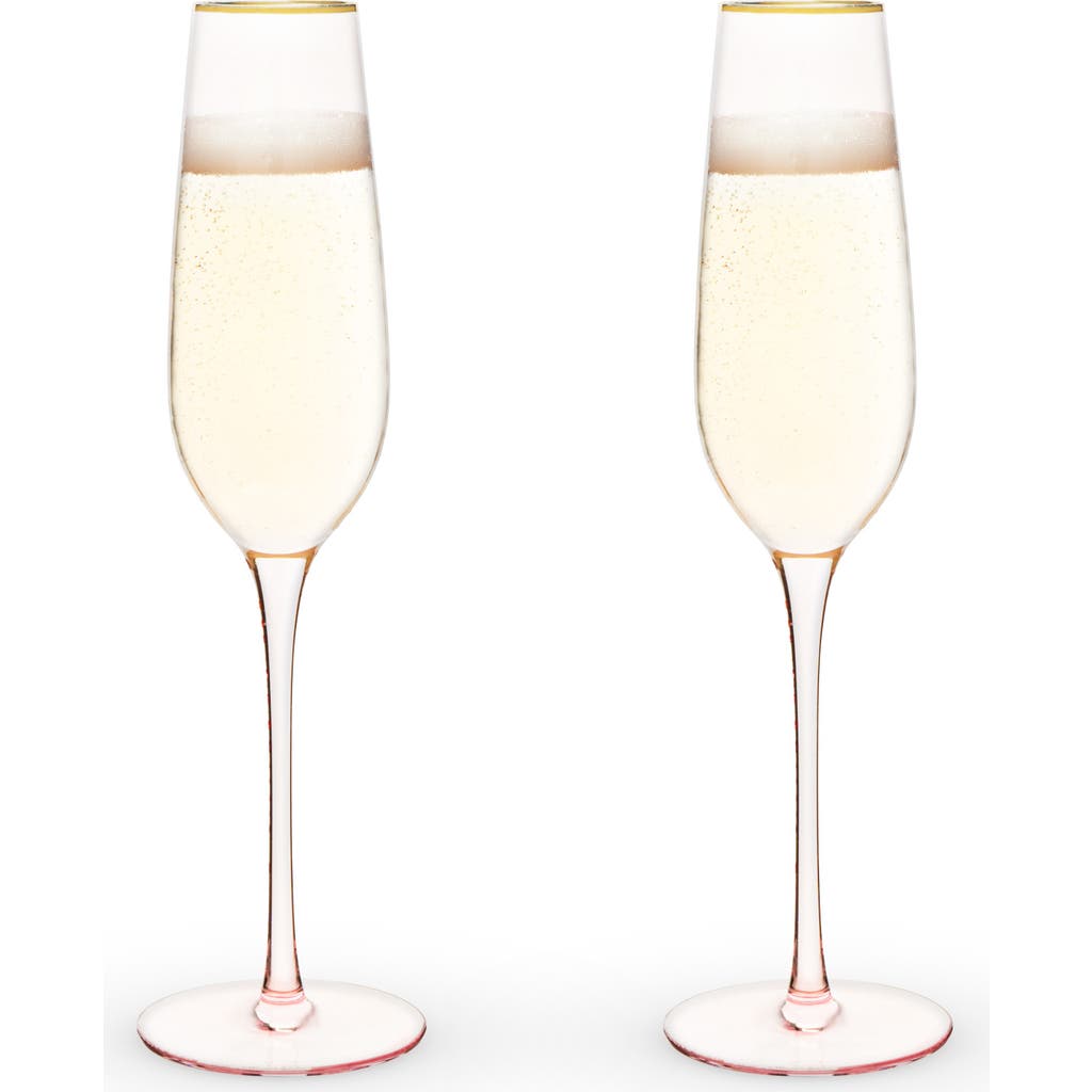 Twine Rose Crystal Champagne Flutes Set Of 2 In Pink