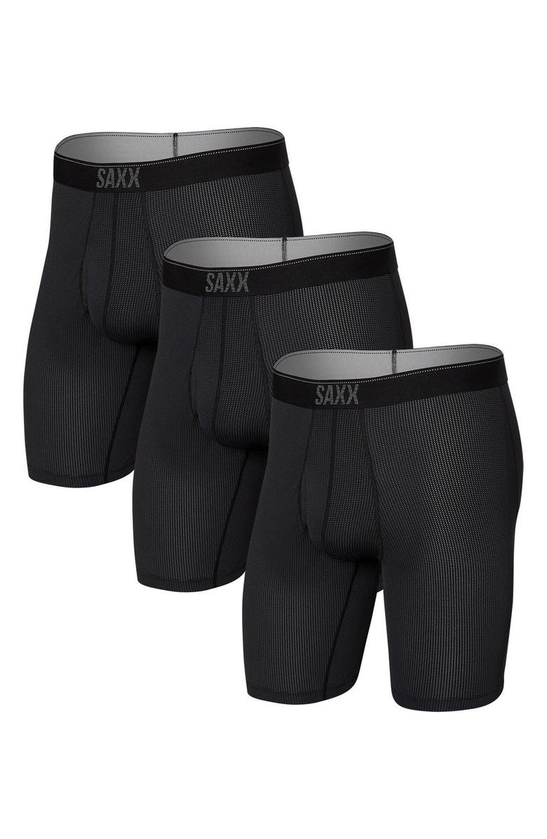 SAXX 3-Pack Quick Dry Mesh Boxer Briefs, Alternate, color, Black Ii