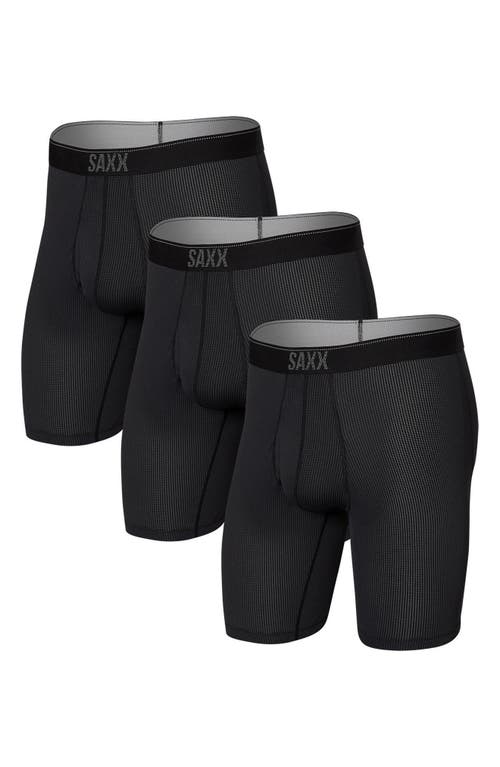 Saxx 3-pack Quick Dry Mesh Boxer Briefs In Black