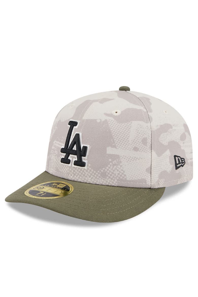 Men's New Era Light Beige/Olive Los Angeles Dodgers 2025 Armed Forces Day Low Profile 59FIFTY Fitted Hat, Alternate, color, Light Beige