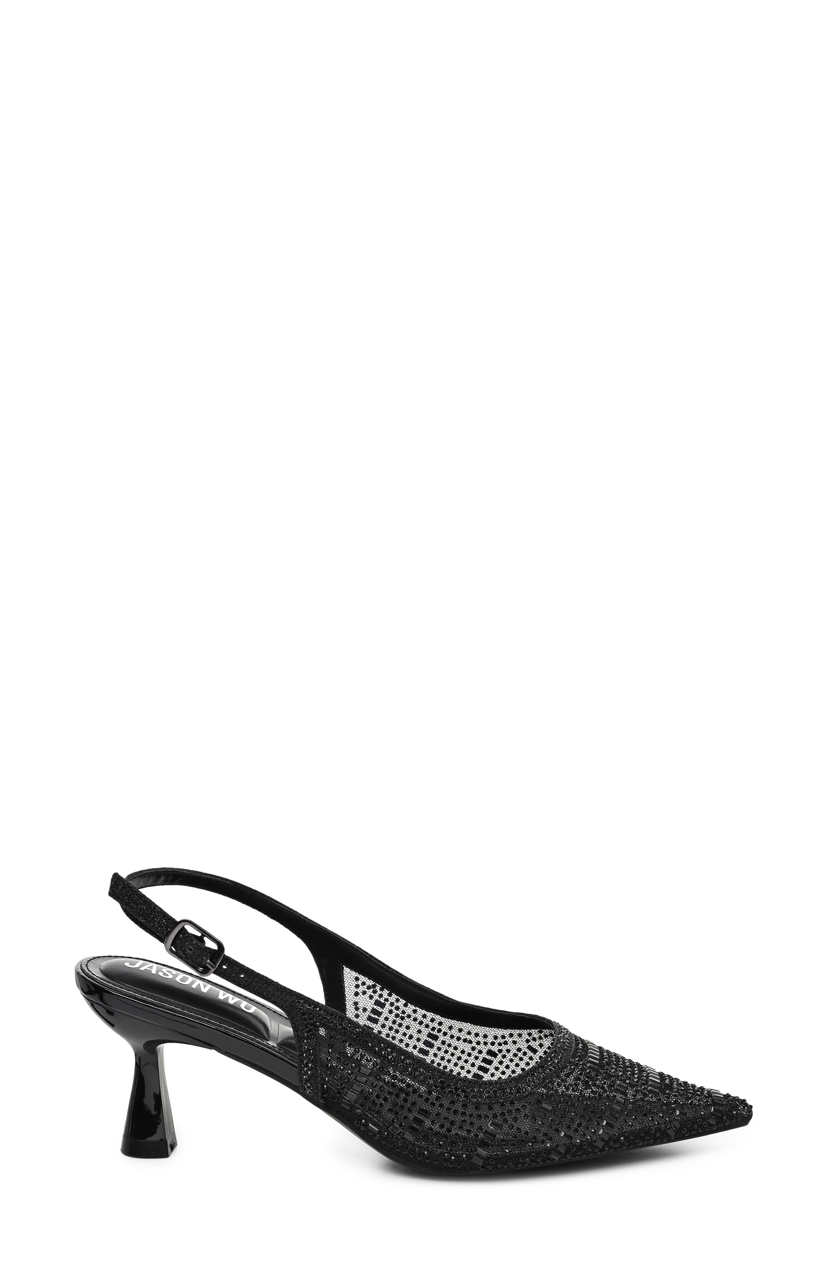 Arun Pointed Toe Slingback Pump, Alternate, color, BLACK BLING