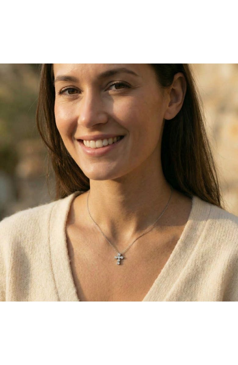 Bliss Diamond 1/5Ct Diamond Cross Small Pendant Lab Grown 18" Necklace EF/VS, Alternate, color, White Gold