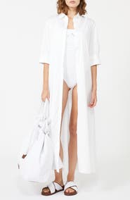 Max Mara Cognac Stretch Cotton Blend Cover-Up Dress
