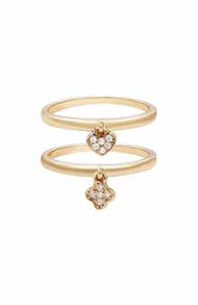 Adornia Set of 2 Pavé Cubic Zirconia Charm Rings