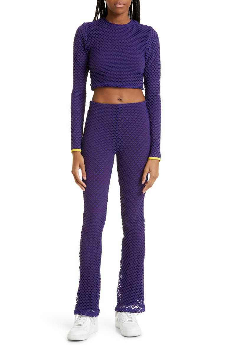 Diamond Mesh Bootcut Pants, Alternate, color, PURPLE