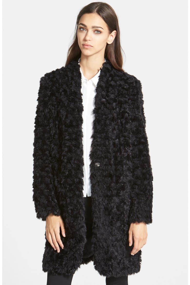 Shaggy Faux Fur Topper, Main, color, BLACK
