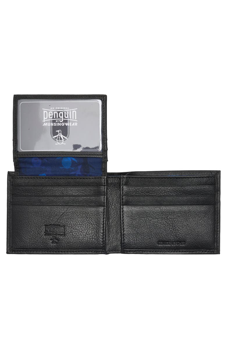 Original Penguin Embossed Logo Leather Passcase Wallet, Alternate, color, Black