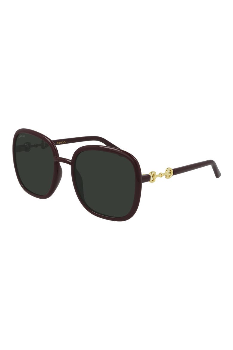 57mm Square Sunglasses, Main, color, RED