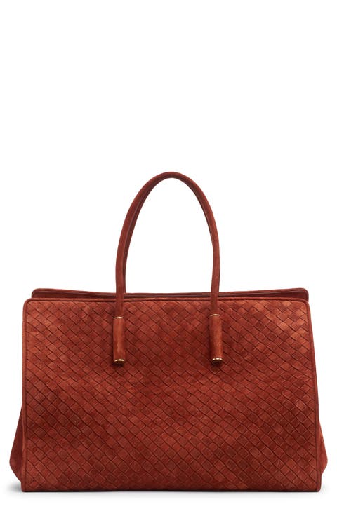 Barbara Intrecciato Suede Tote