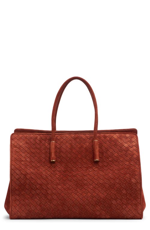 Bottega Veneta Barbara Intrecciato Suede Tote in 8761 Rust-Brass Vibrato at Nordstrom