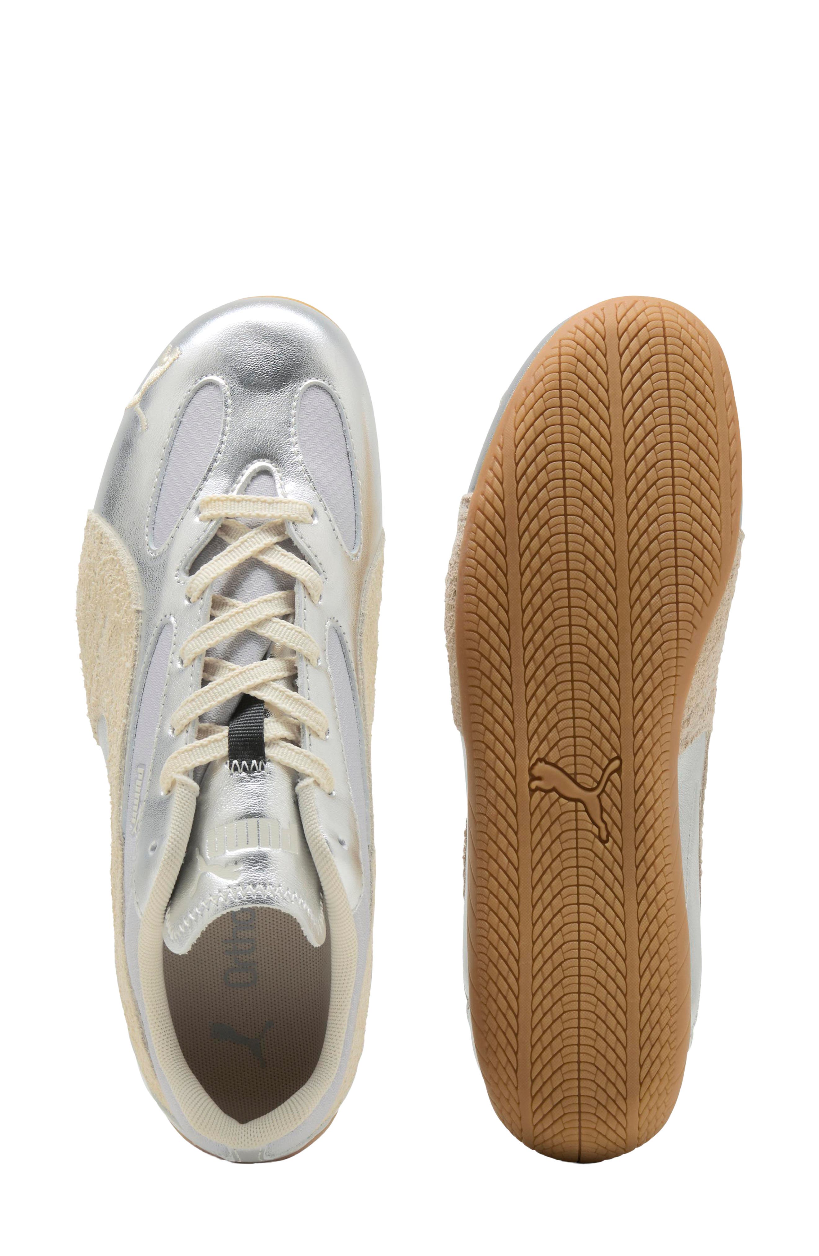 Speedcat Lou Metallic Leather Sneaker, Alternate, color, VIBRANT SILVER/ GUM
