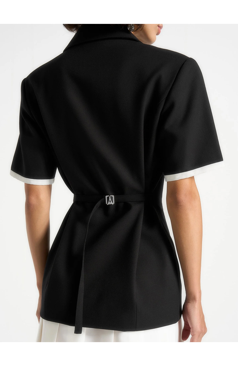 Manière De Voir Baya Tailored Cinch Waist Pleated Blazer Dress, Alternate, color, Black