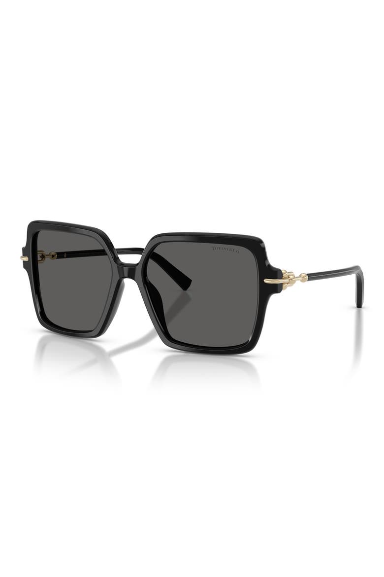 57mm Square Sunglasses, Alternate, color, BLACK / DARK GREY
