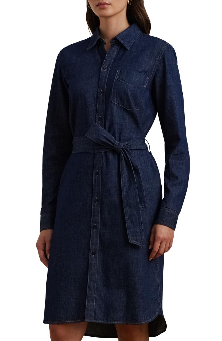 Lauren Ralph Lauren Belted Long Sleeve Denim Shirtdress, Alternate, color, 